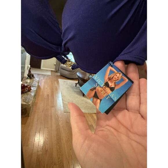 Victoria's Secret Bikini Top 34D Unforgettable Demi Halter Blue - Picture 7 of 7